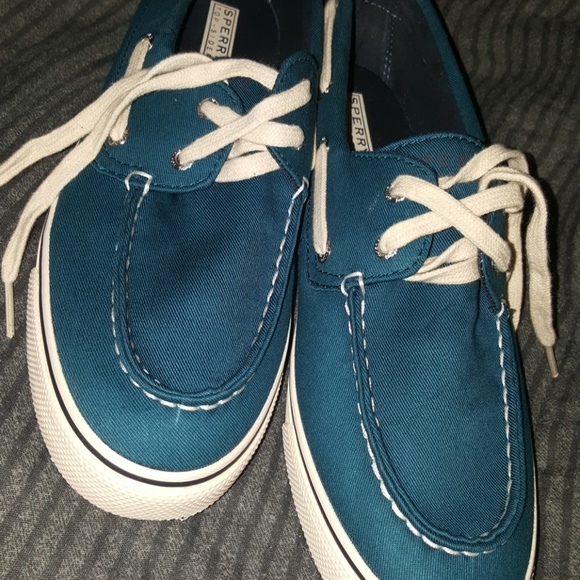 Sperry Shoes - Sperry Top-Sider Boat Shoes-Teal & White